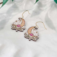 Crescent Moon Lotus Earrings - Glowforge