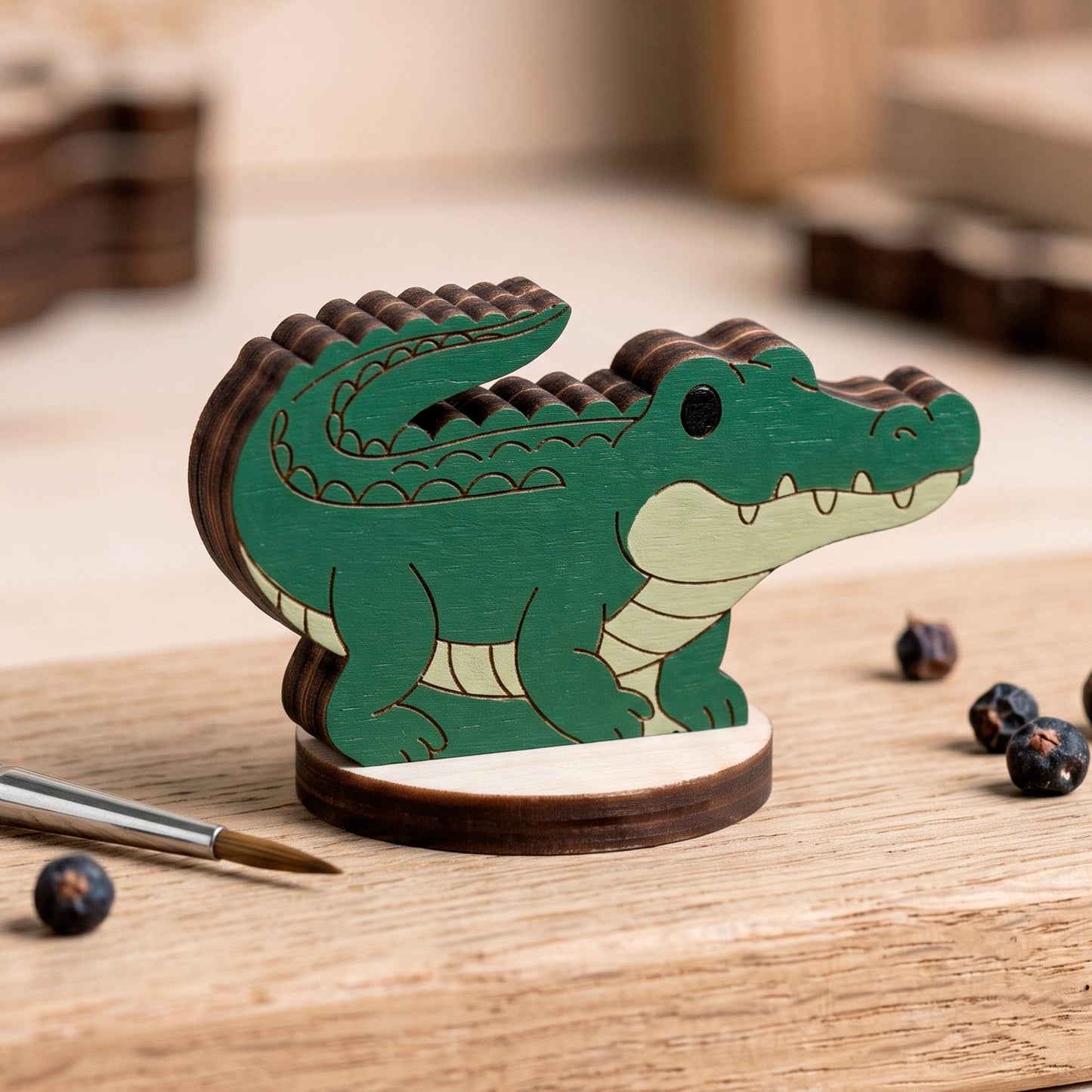 Crocodile Toy Miniature - Safari Animal Figure for Play, Learning & Painting - Glowforge