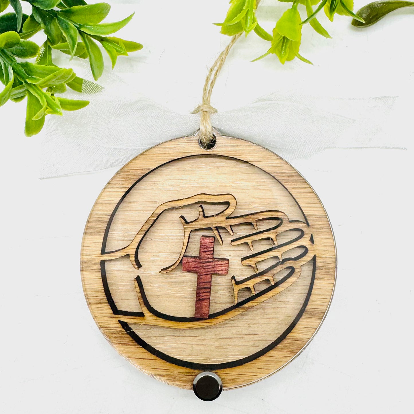 Cross in Hand 3-Layer Car Charm - Glowforge