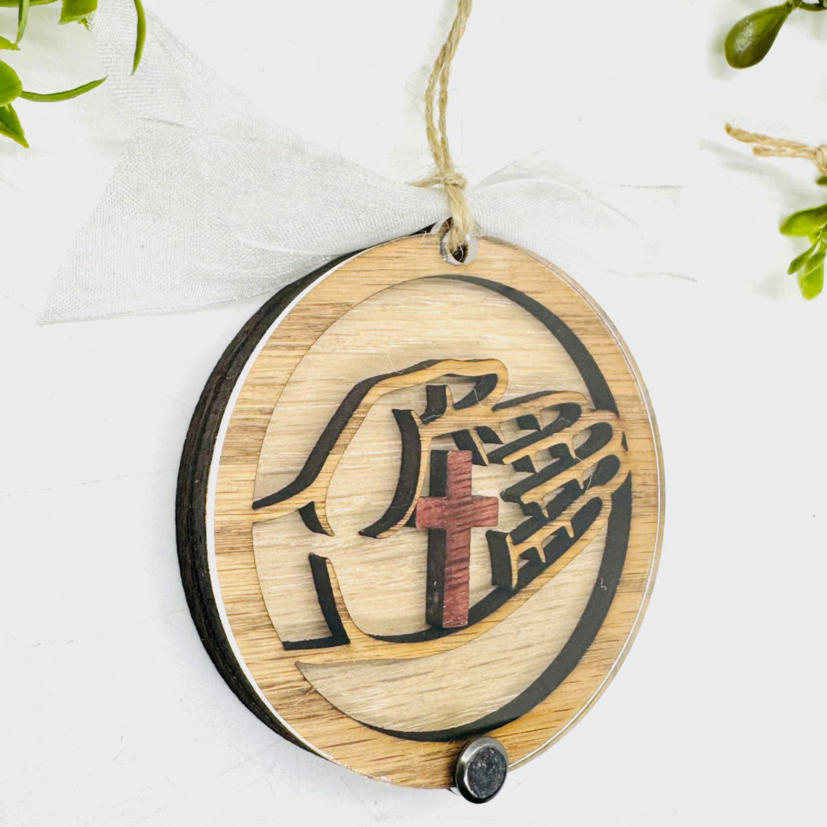 Cross in Hand 3-Layer Car Charm - Glowforge