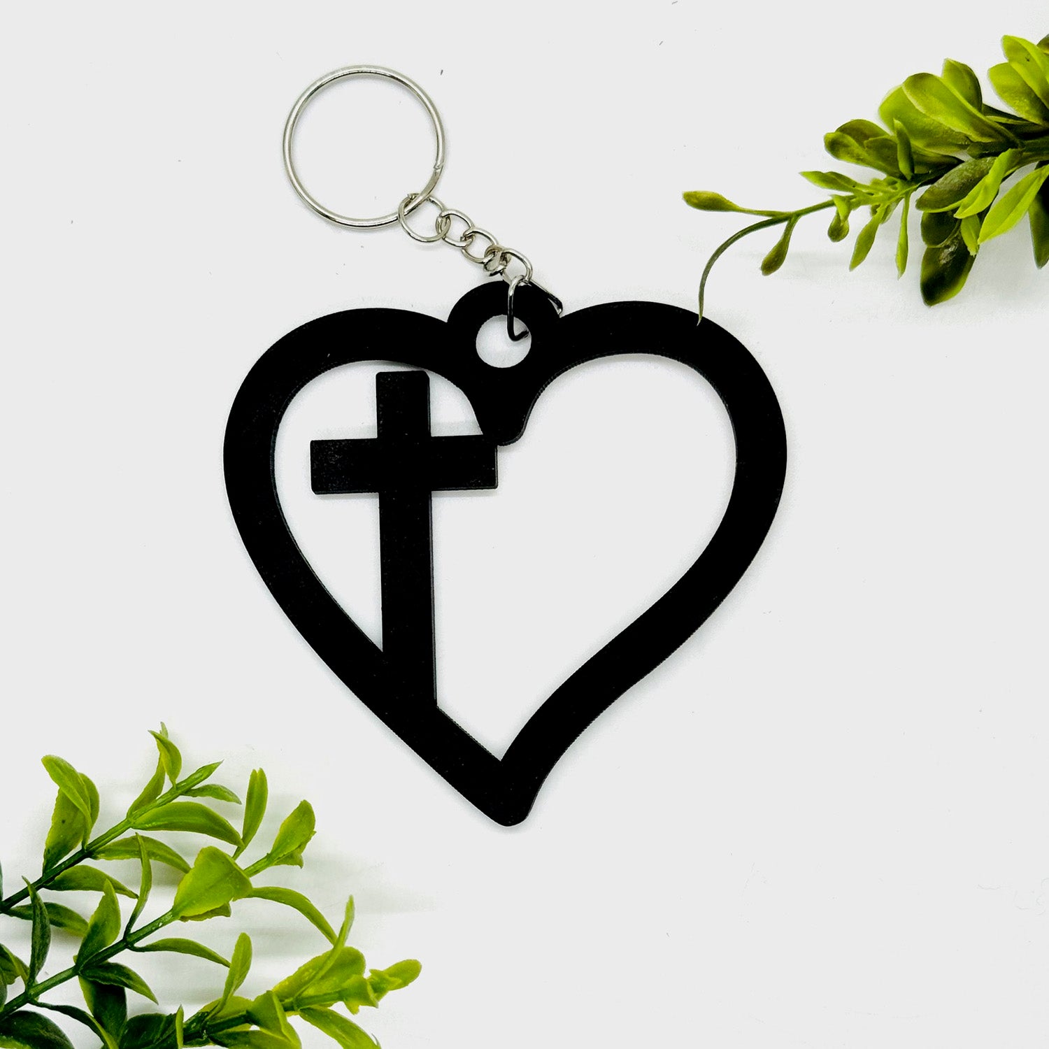 Cross in Heart Keychain – Glowforge Shop