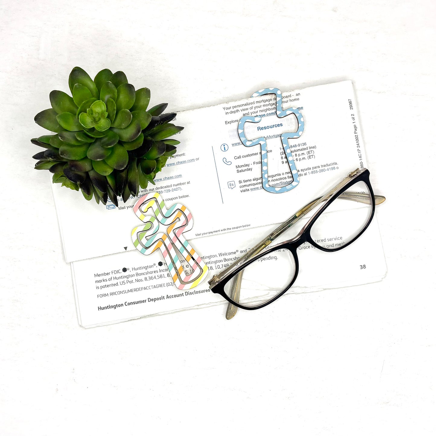 Cross Shaped Bookmark with Card Backer - Paperclip - Snack Bag Closure - Glowforge