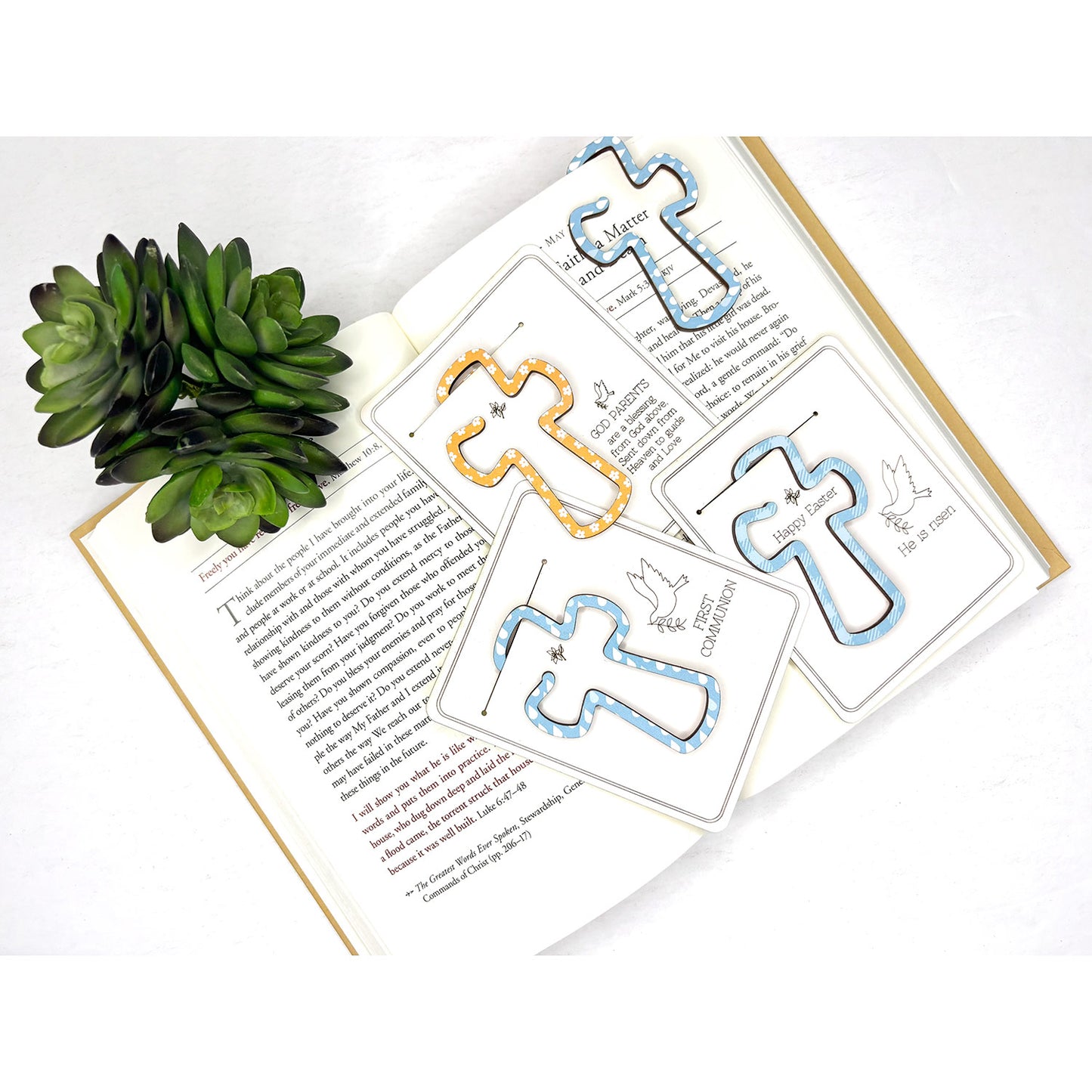 Cross Shaped Bookmark with Card Backer - Paperclip - Snack Bag Closure - Glowforge