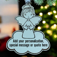 Customizable Boy Angel Ornament - Personalized Message or Quote - Glowforge