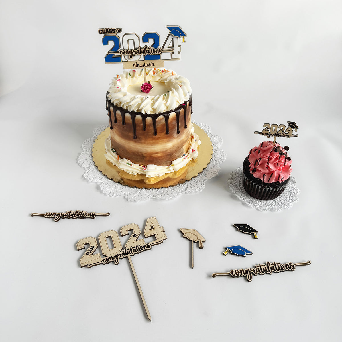 Customizable Class Of 2024 Cake And Cupcake Toppers Ver 2 Glowforge Shop   Customizable Class Of 2024 Cake And Cupcake Toppers Ver 2 1 1200x 