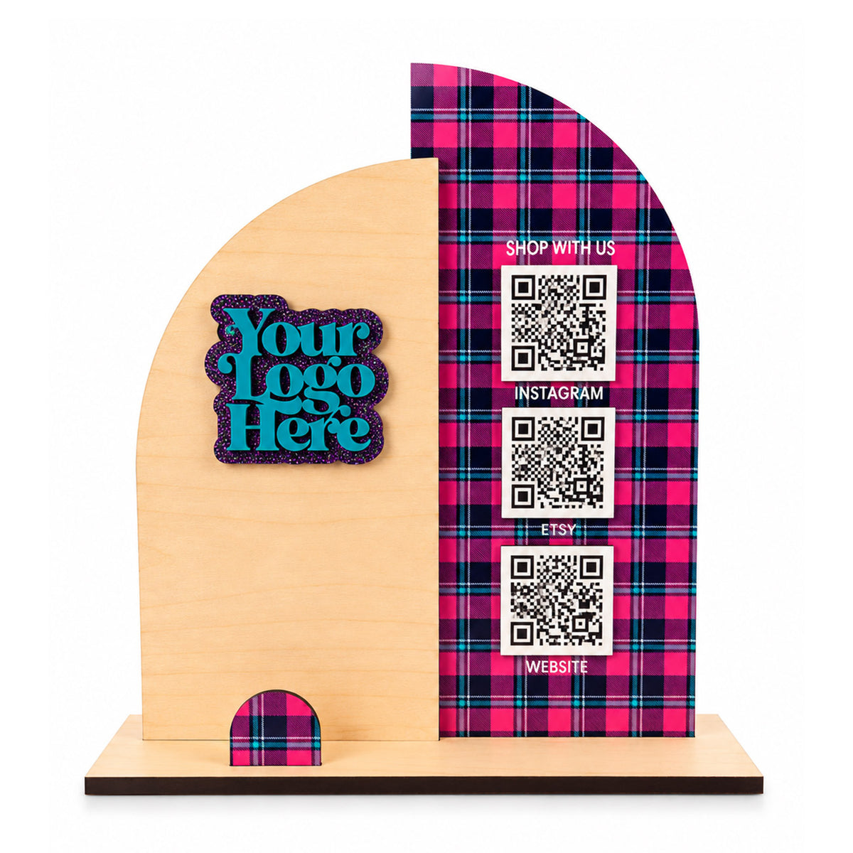 Customizable Double Arch Business Sign with Card Holder - Glowforge
