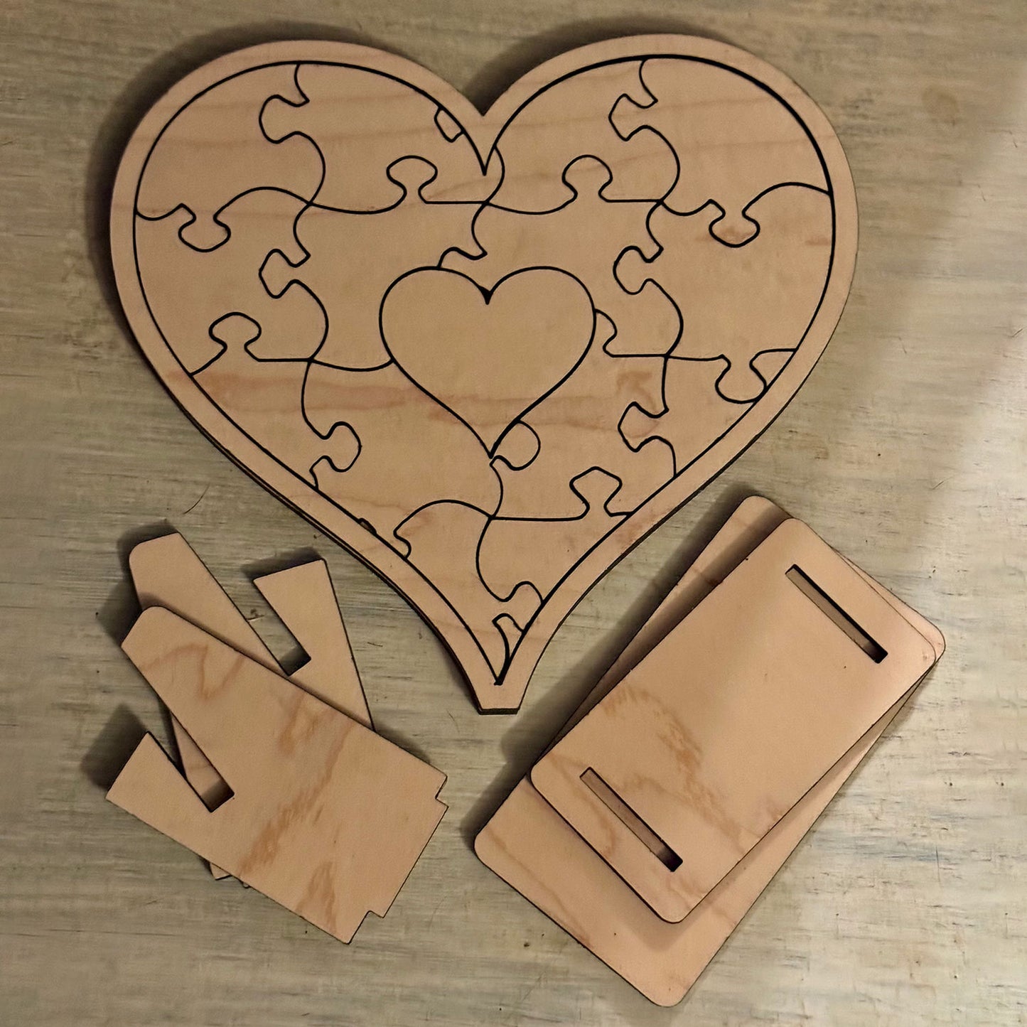 Customizable Heart Puzzle Display (Set of 2) - Glowforge