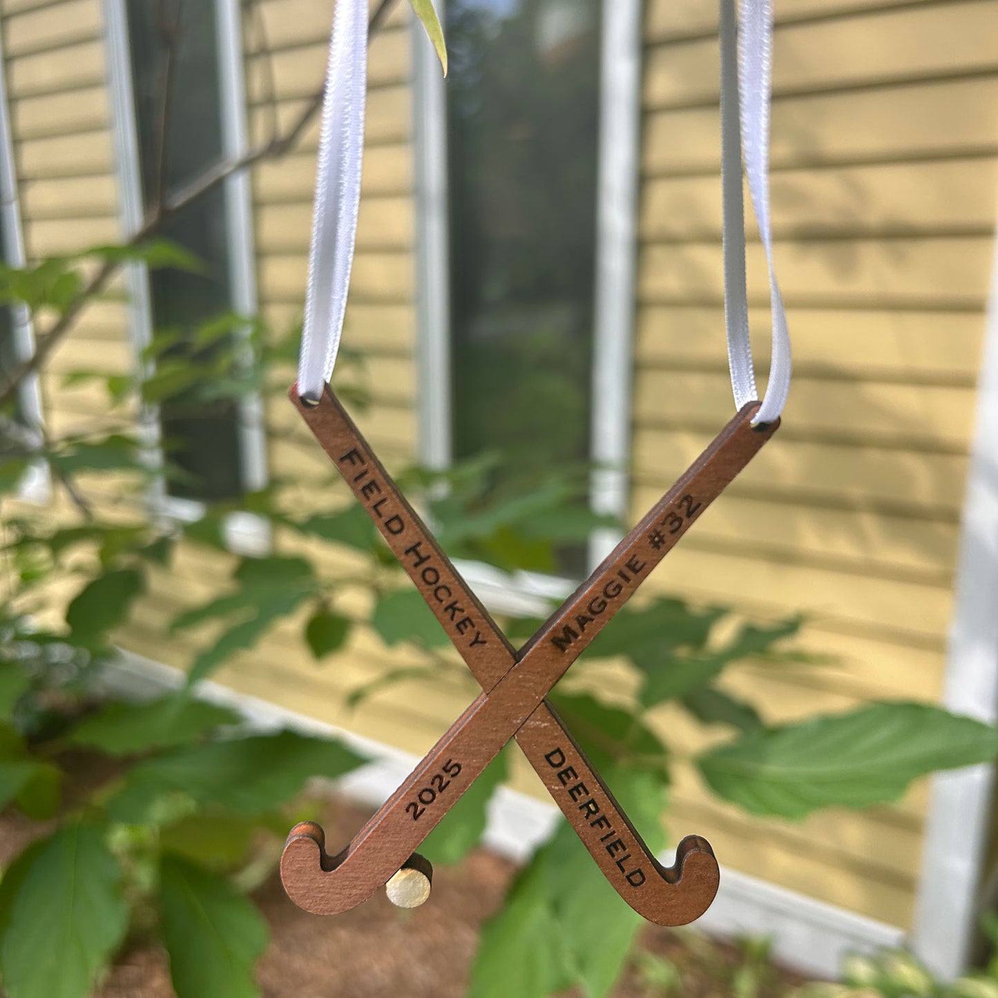 Customizable Realistic Two-Stick Field Hockey Ornament