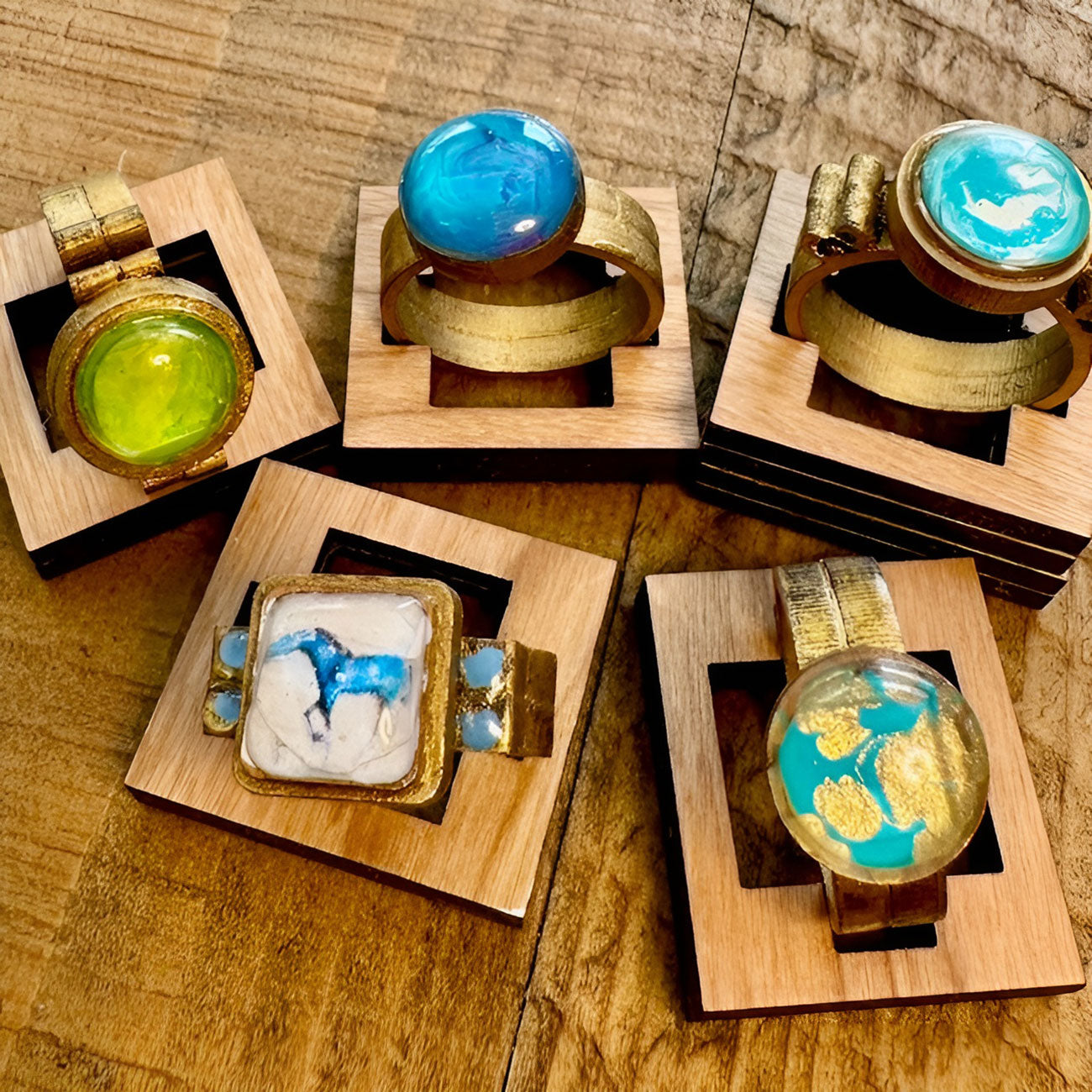 Customizable Wooden Rings (Sizes 5-10) in 5 Ring Designs and 4 Bezels - Glowforge