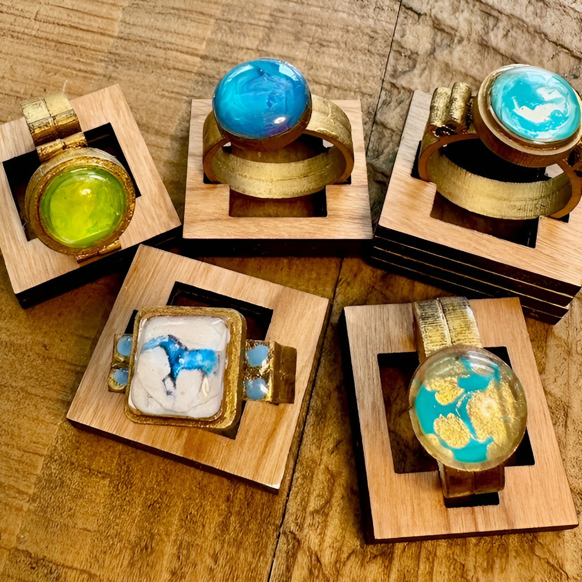 Customizable Wooden Rings (Sizes 5-10) in 5 Ring Designs and 4 Bezels - Glowforge