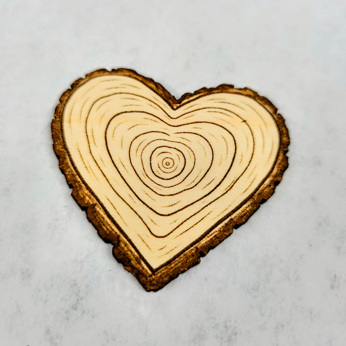 Customizable Wooden Tree Ring Heart for Valentines or Anniversary Gift, Wedding Favor - Glowforge