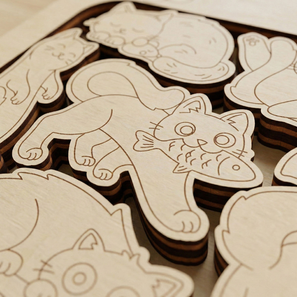 Cute Cat Puzzles - Fun and Easy Assembly for Kids and Playtime- Glowforge