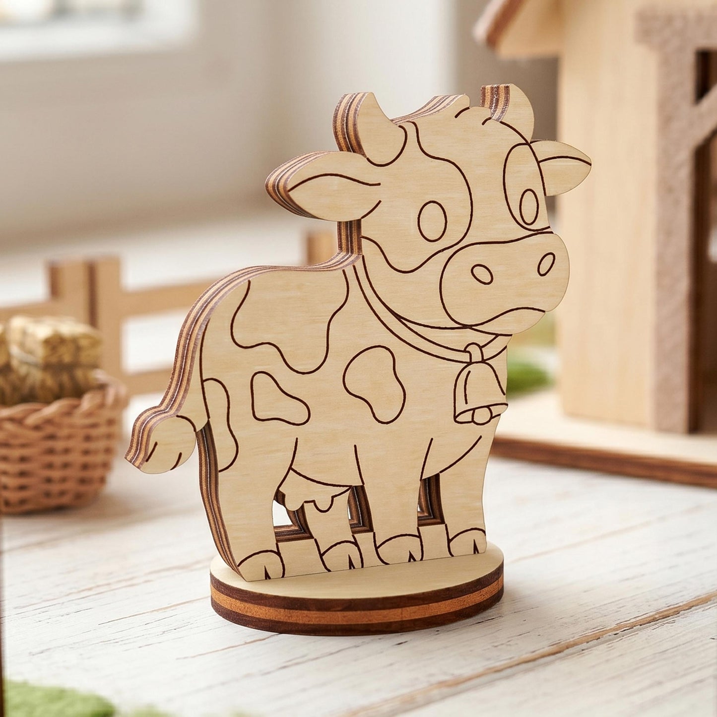 Cute Cow Toy - Farm Animal Miniature for Play & Kids Craft - Glowforge