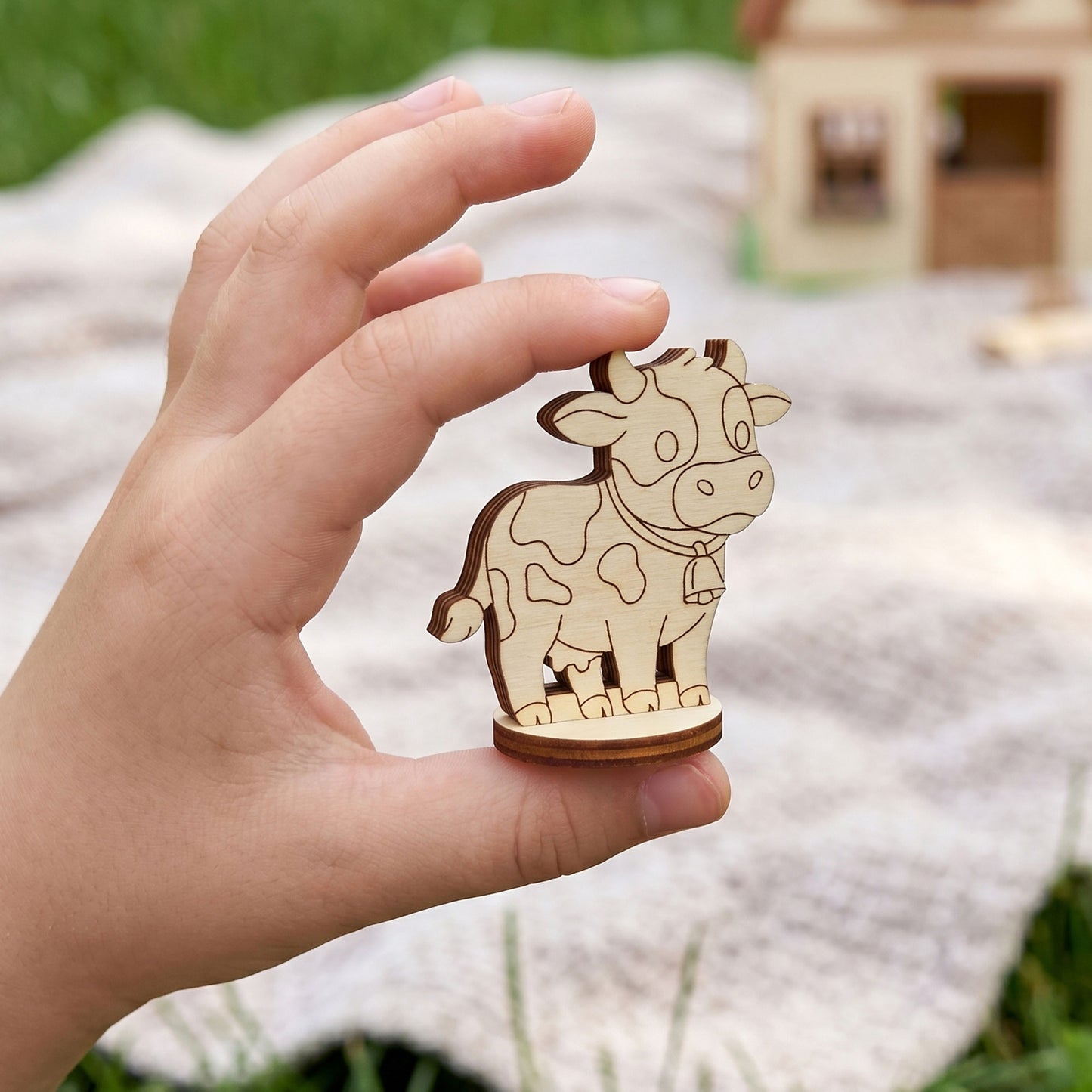 Cute Cow Toy - Farm Animal Miniature for Play & Kids Craft - Glowforge