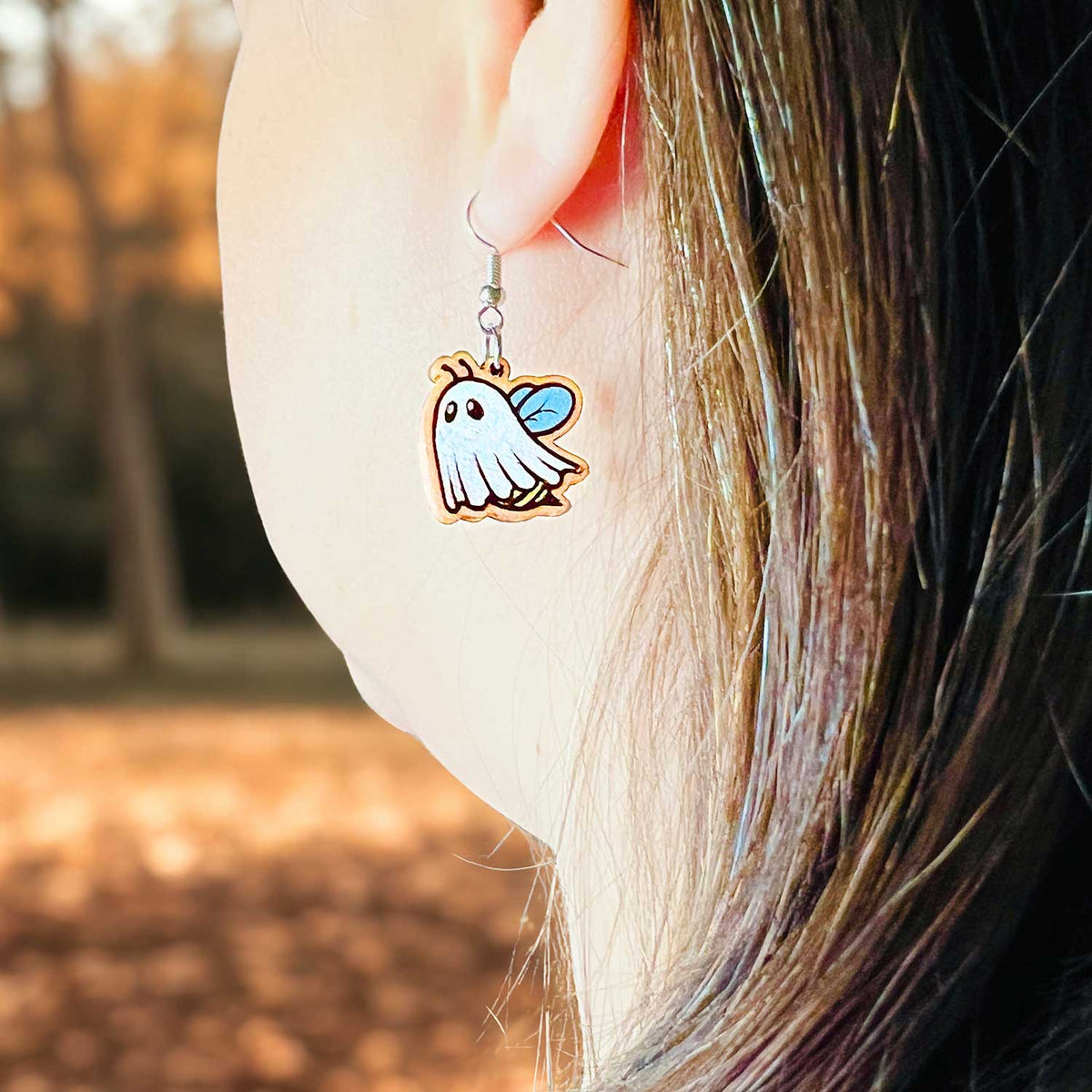 Cute Ghost Bee Earrings - Glowforge