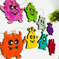 Cute Halloween Monster Garland - Spooky Monster Banner Decor (Set of 8) - Glowforge