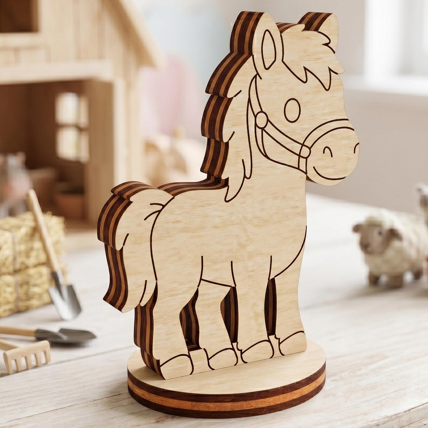 Cute Horse Toy - Farm Animal Miniature for Play, Crafts & Painting - Glowforge