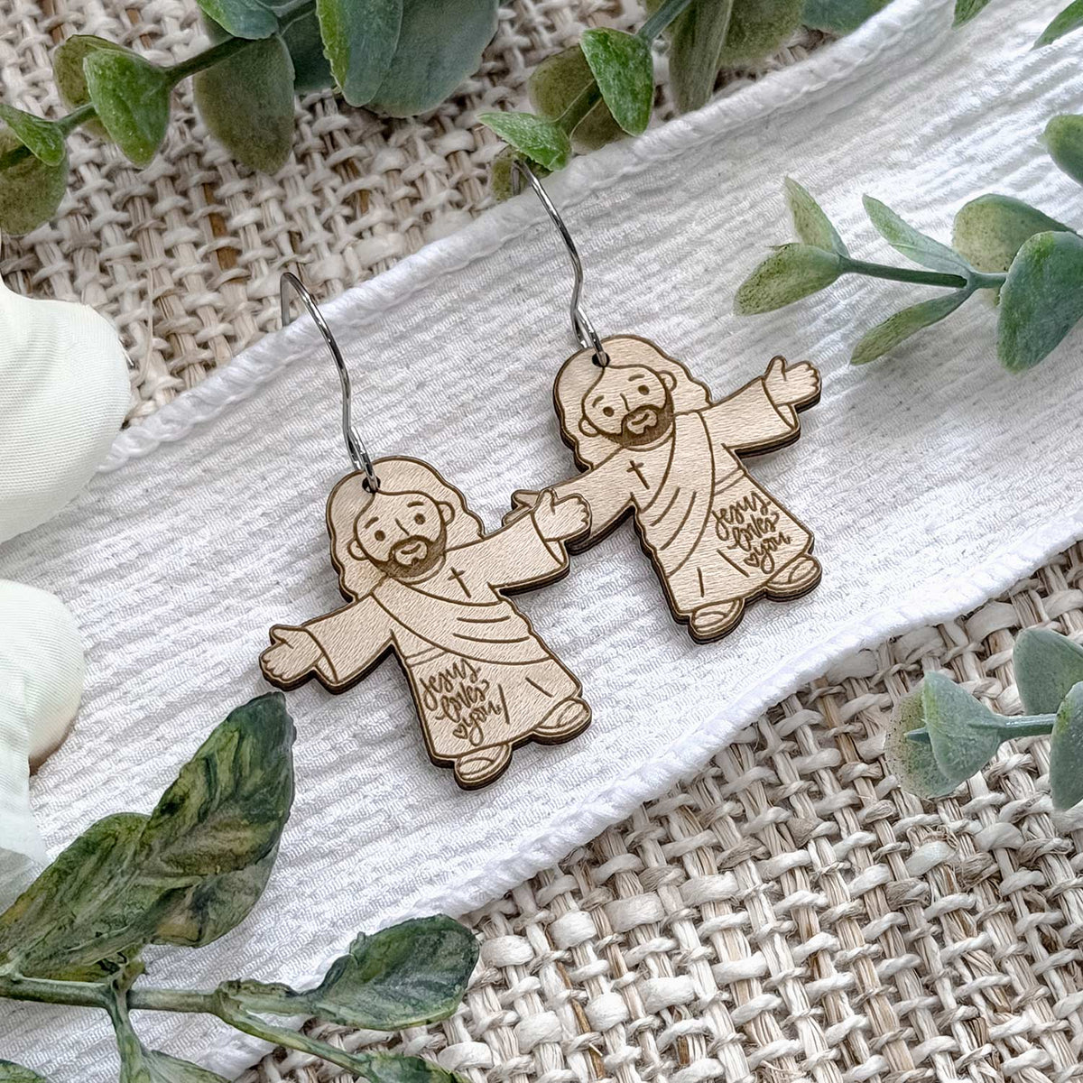 Cute Jesus Dangle Earrings - Glowforge
