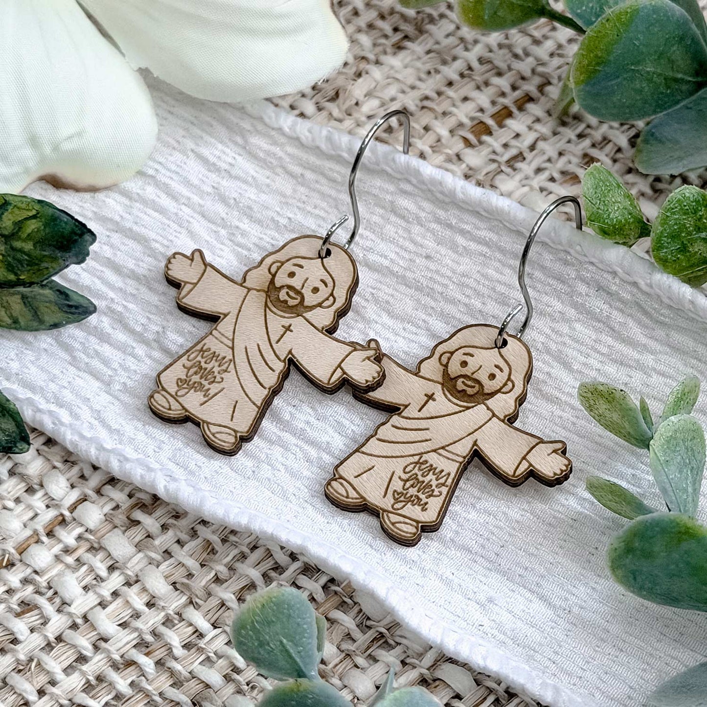 Cute Jesus Dangle Earrings - Glowforge