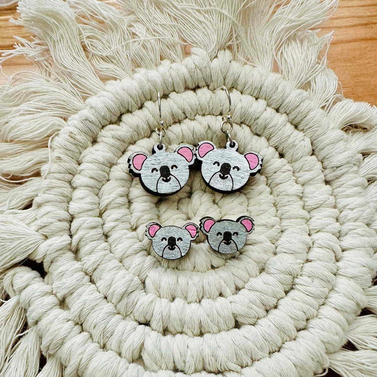 Cute Koala Face Earrings (Set of 2) - Glowforge