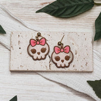 Cute Skull Bow Halloween Earrings - Glowforge