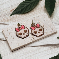 Cute Skull Bow Halloween Earrings - Glowforge