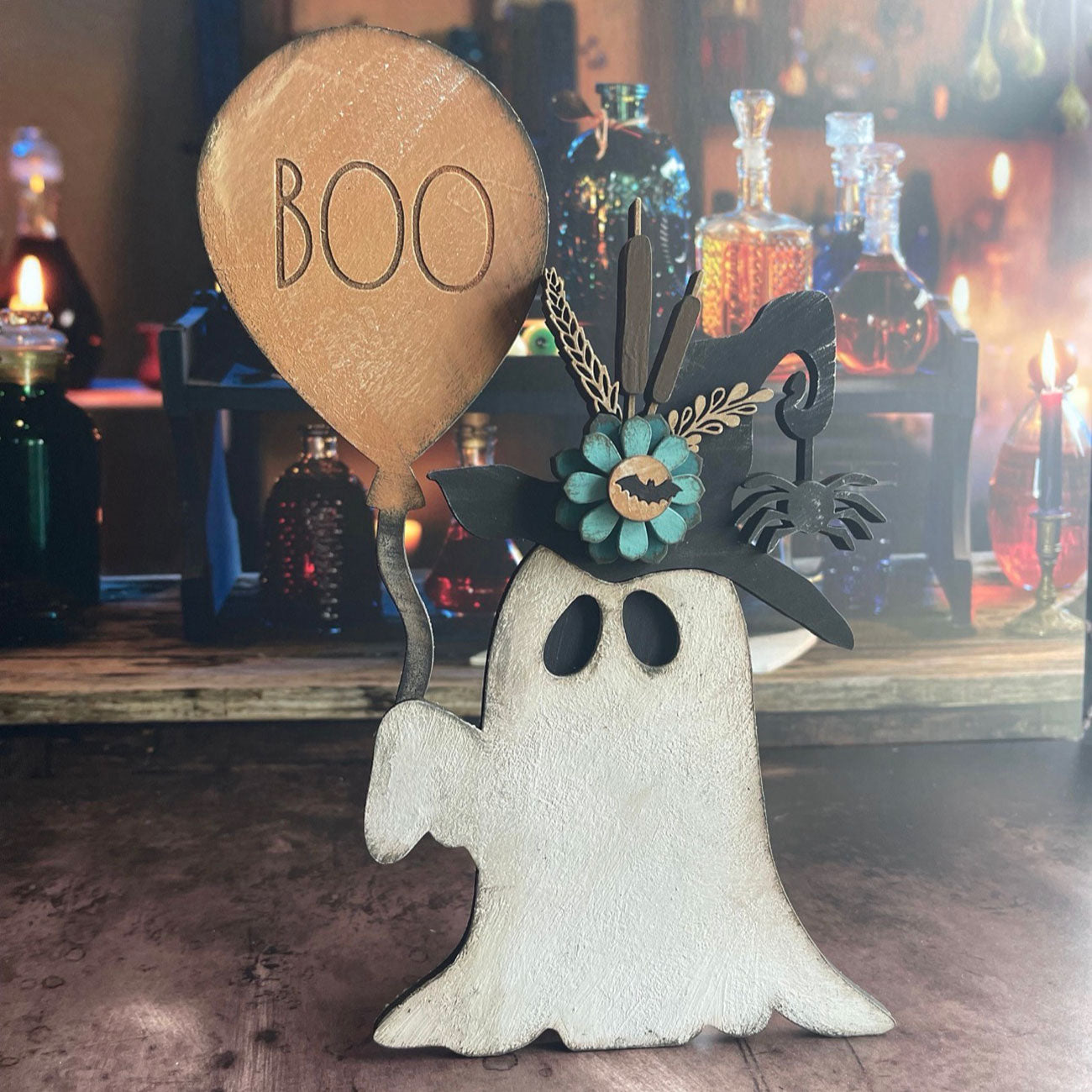 Cute Spooky Halloween Ghost Witch Shelf Sitter - Glowforge
