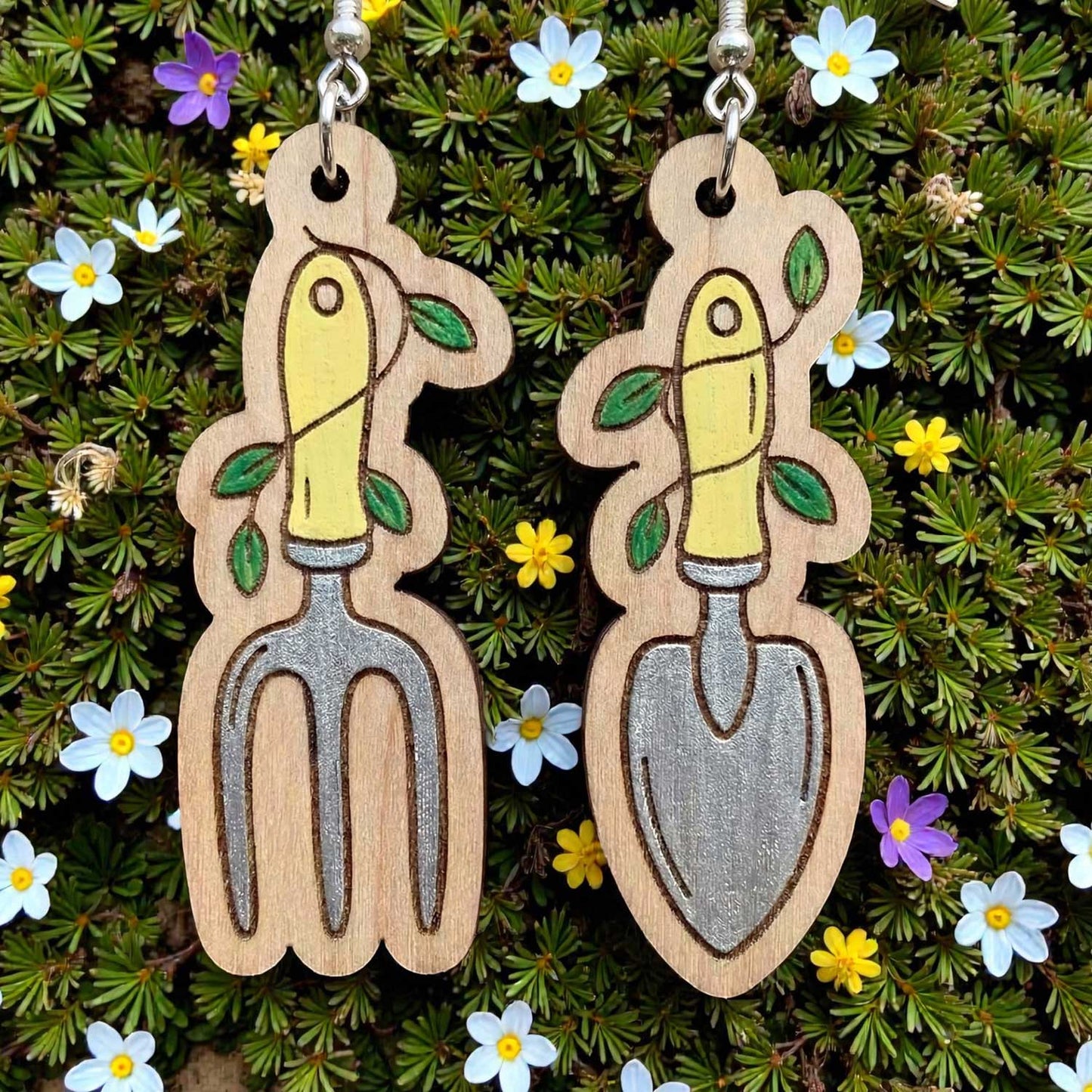 Cute Spring Garden Tool Earrings - Glowforge