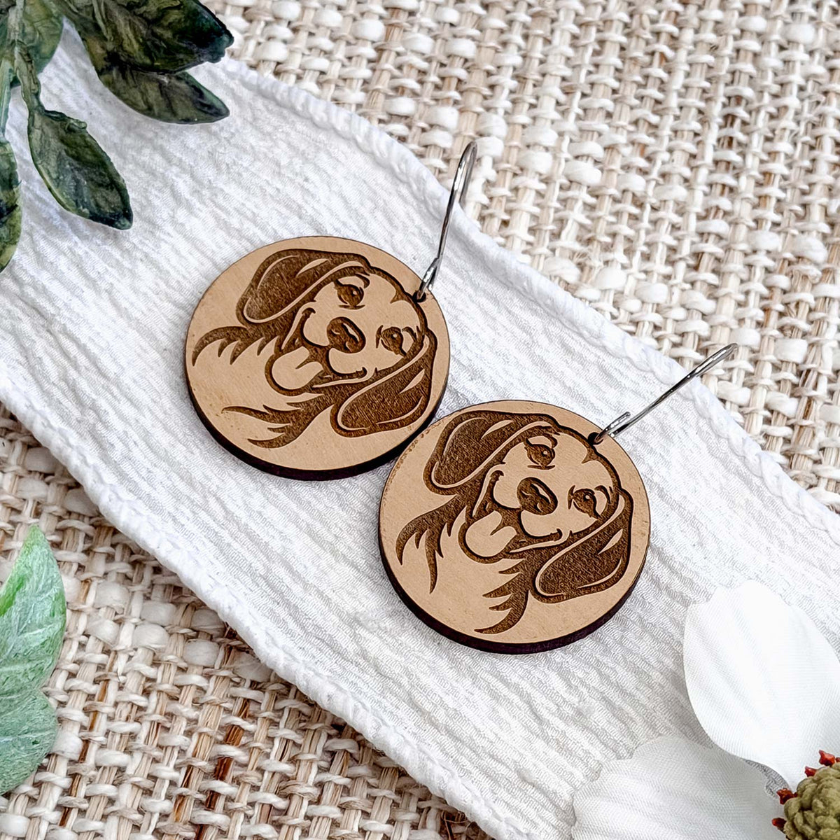Dachshund Engraved Disc Earrings - Glowforge