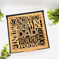 Dad Word Collage Keepsake Box - Father’s Day Memory Box Gift for Dad - Glowforge