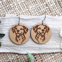 Dalmatian Engraved Disc Earrings - Glowforge