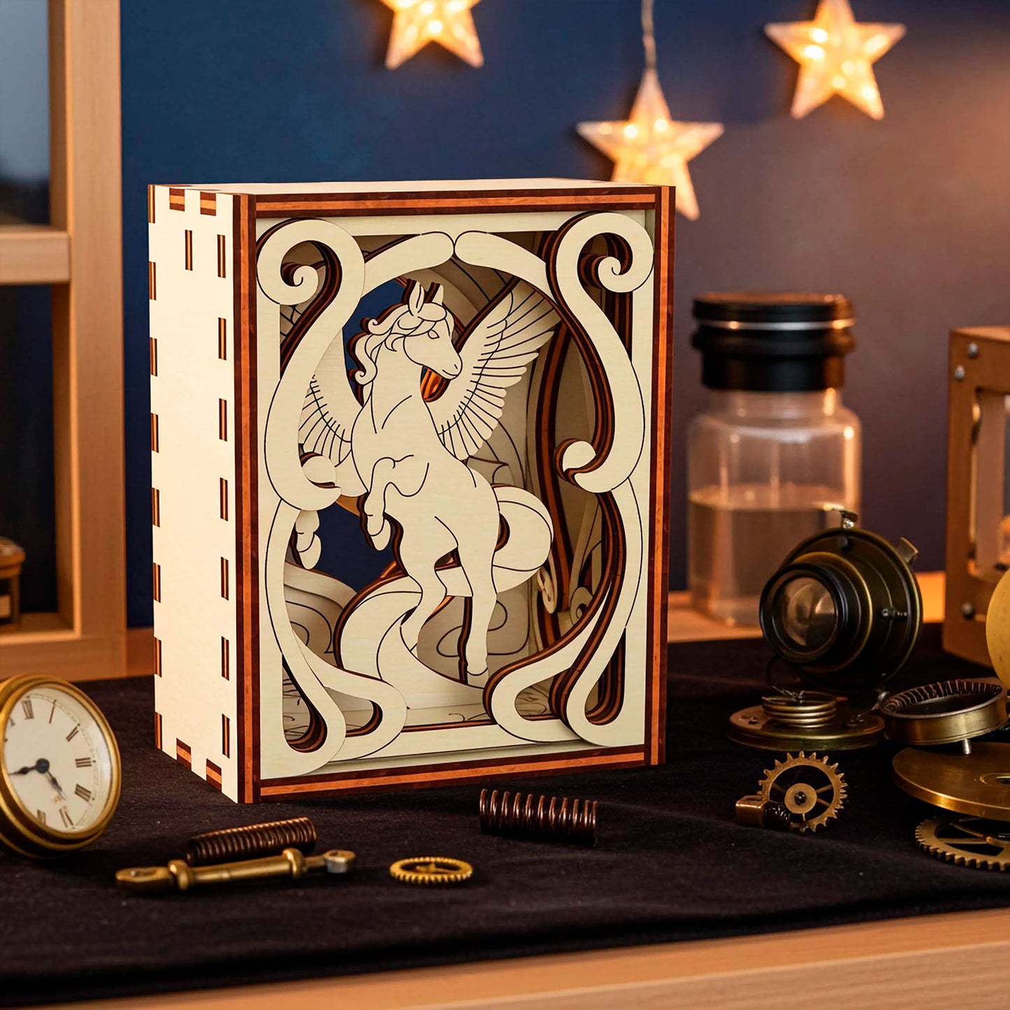 Decorative Box with Pegasus - Fantasy Scene with Magical Detail - Glowforge