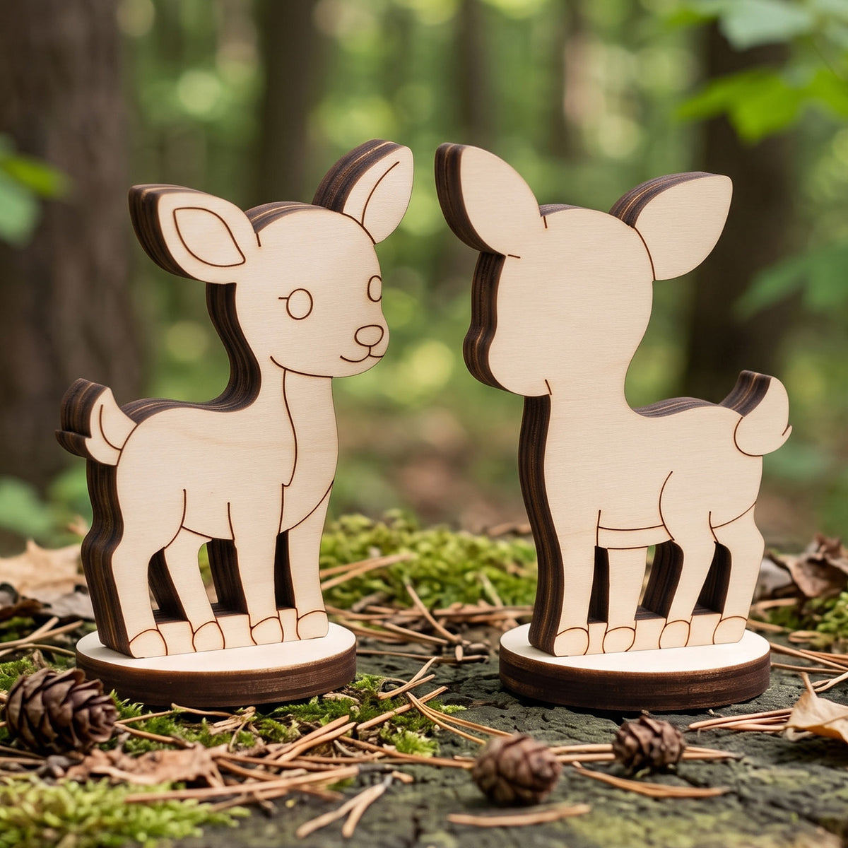 Deer Learning Figure - Wooden Woodland Animal for Preschool & Classroom Play - Glowforge