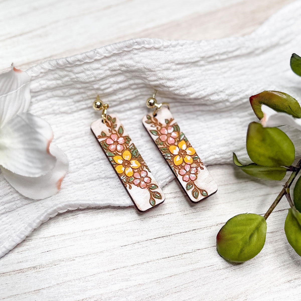 Delicate Floral Bar Earrings - Glowforge