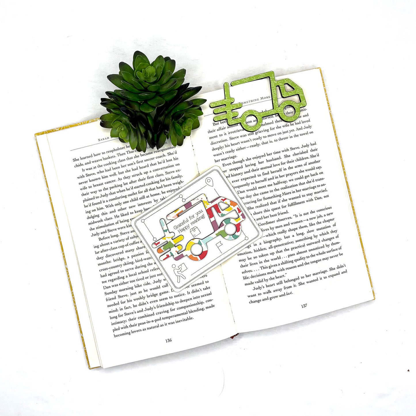Delivery Truck Shaped Bookmark with Card Backer - Paperclip - Snack Bag Closure - Glowforge