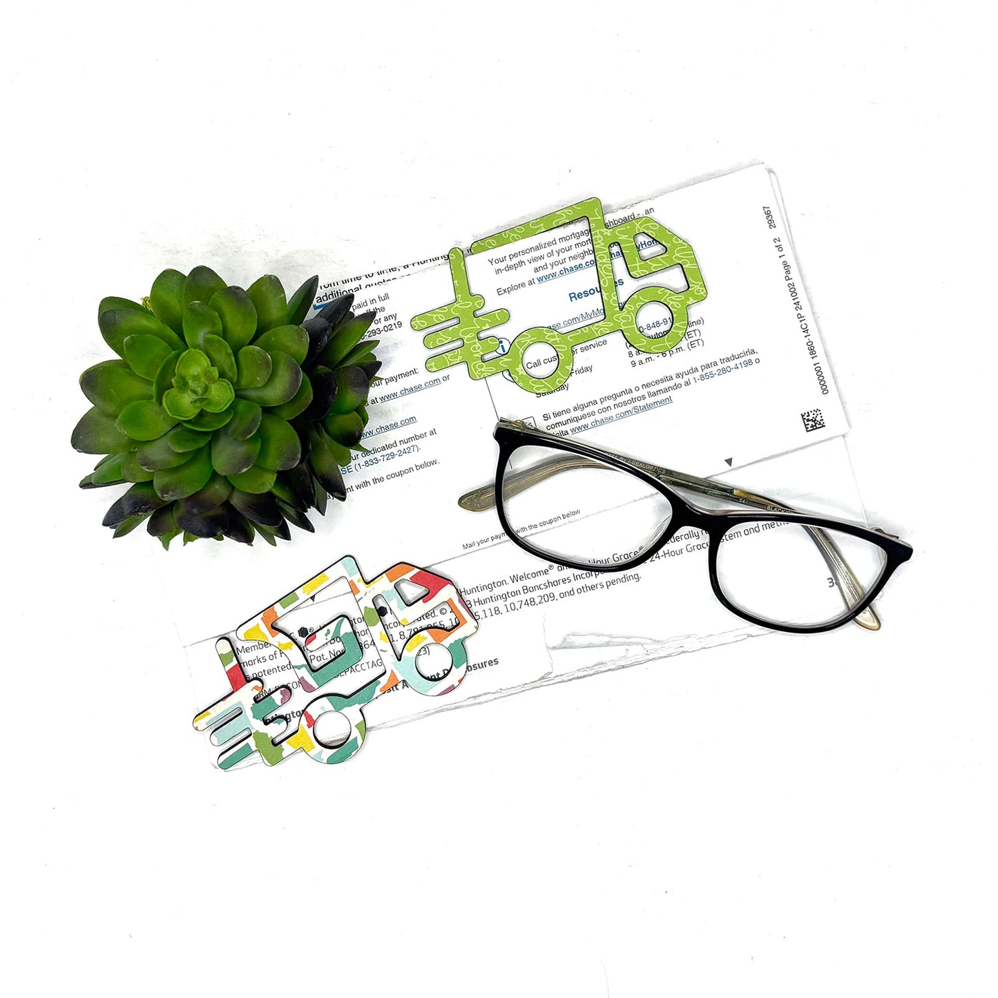 Delivery Truck Shaped Bookmark with Card Backer - Paperclip - Snack Bag Closure - Glowforge