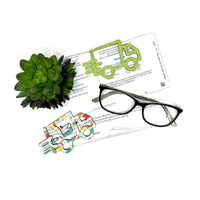Delivery Truck Shaped Bookmark with Card Backer - Paperclip - Snack Bag Closure - Glowforge