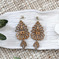 Detailed Floral Dangle Earrings with Accent Drop Set - Glowforge