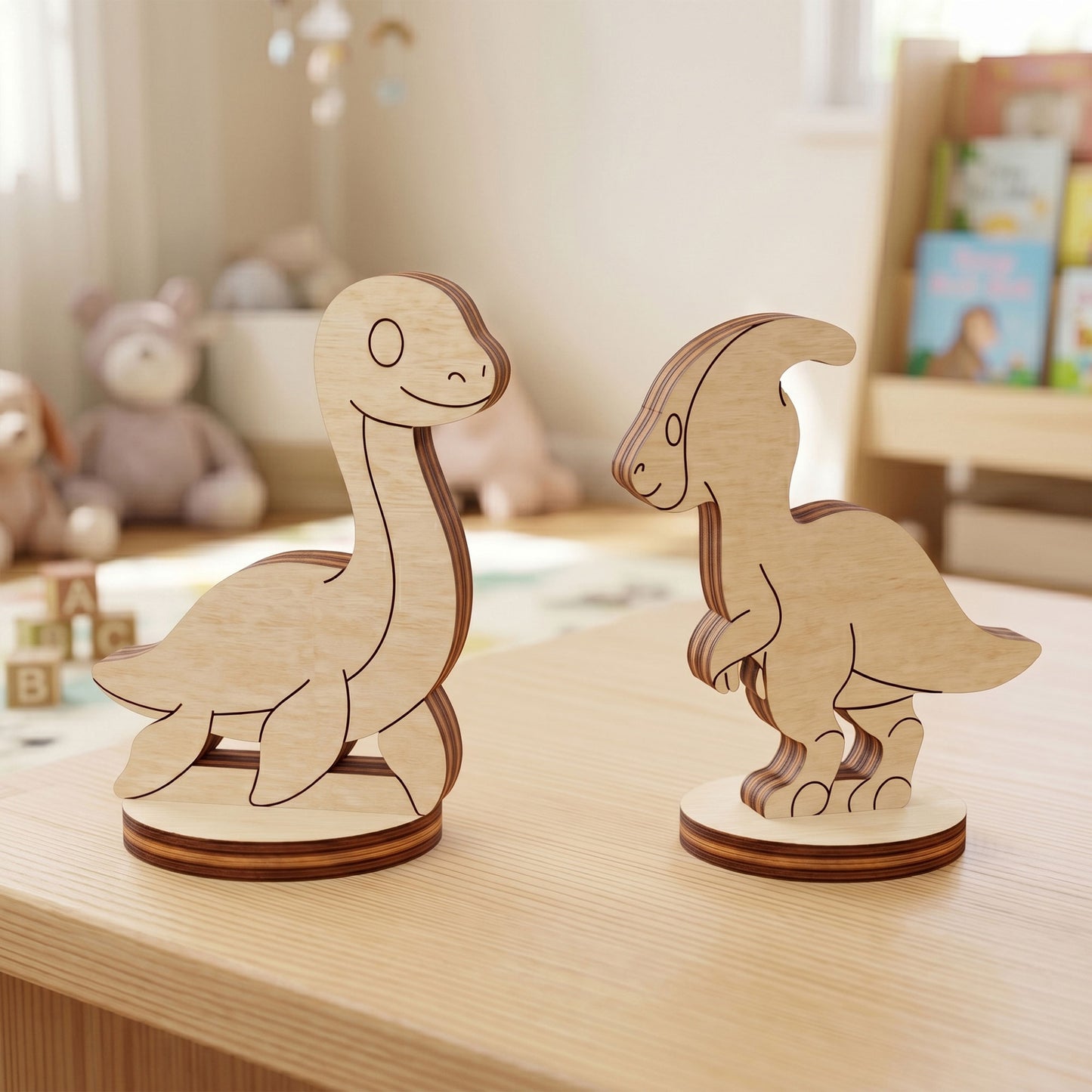 Dinosaur Wooden Play Figures for Painting & Learning (Set of 12) - Glowforge
