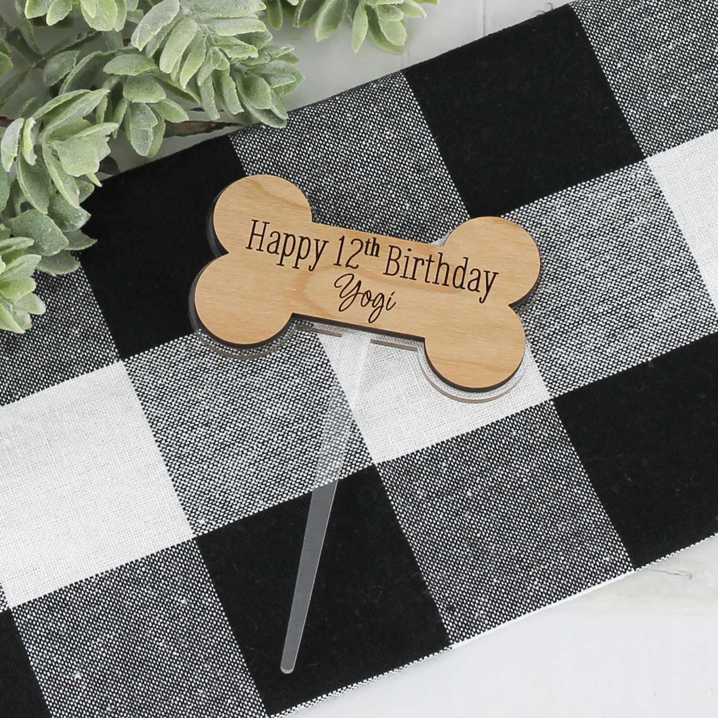 Dog Bone Cupcake or Cake Topper - Birthday Topper for Dog (Editable Text) - Glowforge