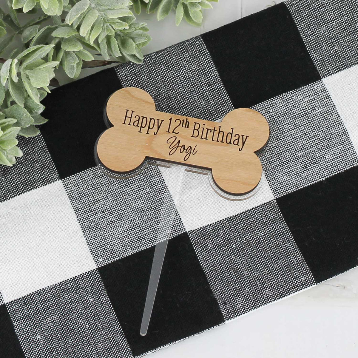 Dog Bone Cupcake or Cake Topper - Birthday Topper for Dog (Editable Text) - Glowforge