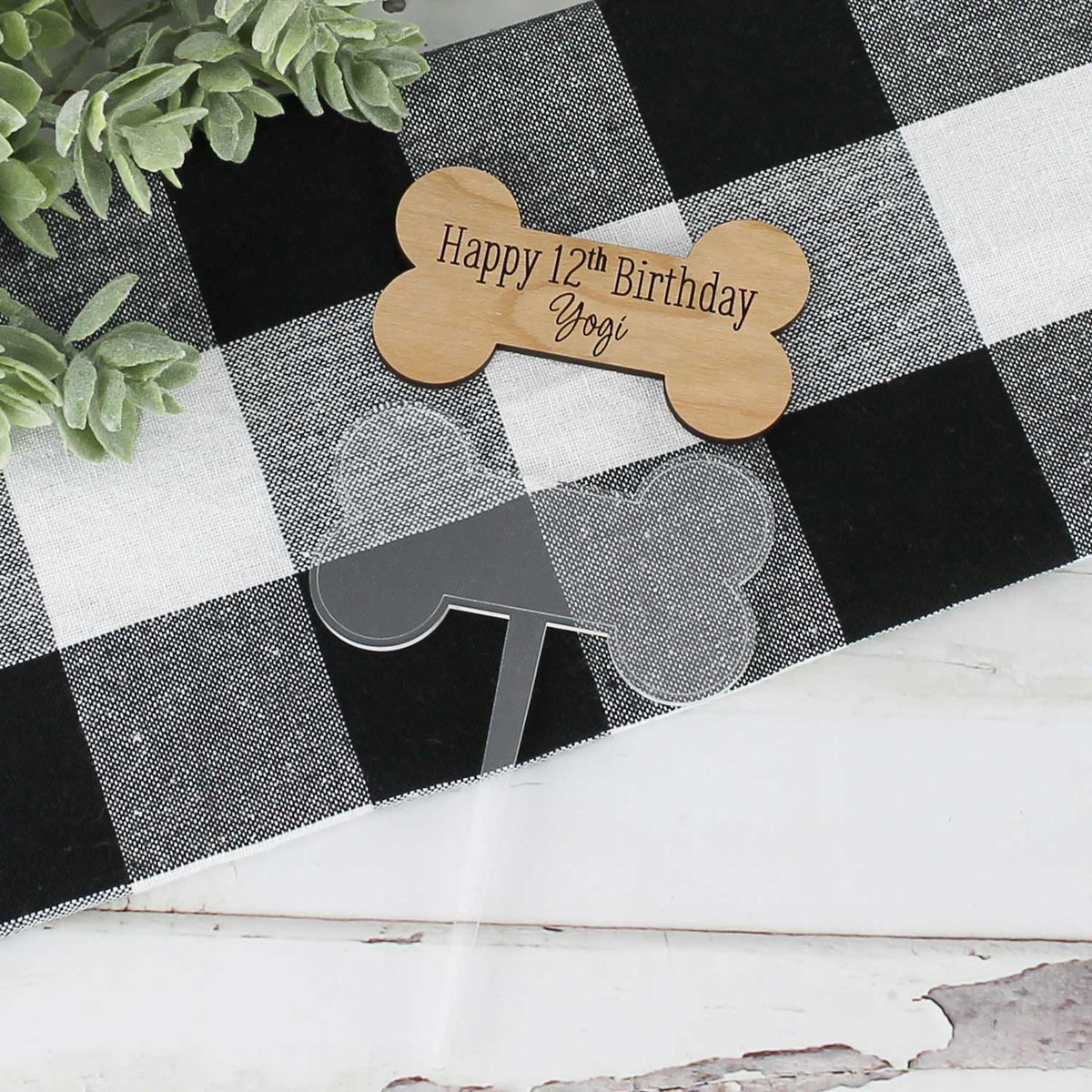 Dog Bone Cupcake or Cake Topper - Birthday Topper for Dog (Editable Text) - Glowforge