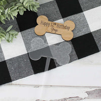 Dog Bone Cupcake or Cake Topper - Birthday Topper for Dog (Editable Text) - Glowforge