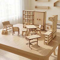 Doll Furniture Set in Scale 1:12 - Wardrobes, Cupboard, Table, Chairs & PC Chair Collection - Glowforge