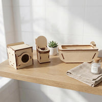 Dollhouse Bathroom Furniture 1:12 - Miniature Bath, Toilet & Washing Machine Set - Glowforge