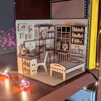 Dollhouse Bedroom Book Nook - Miniature Diorama with Furniture - Glowforge