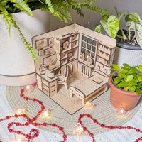 Dollhouse Bedroom Book Nook - Miniature Diorama with Furniture - Glowforge