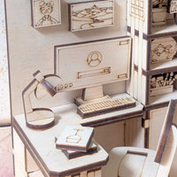 Dollhouse Bedroom Book Nook - Miniature Diorama with Furniture - Glowforge