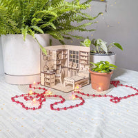 Dollhouse Bedroom Book Nook - Miniature Diorama with Furniture - Glowforge