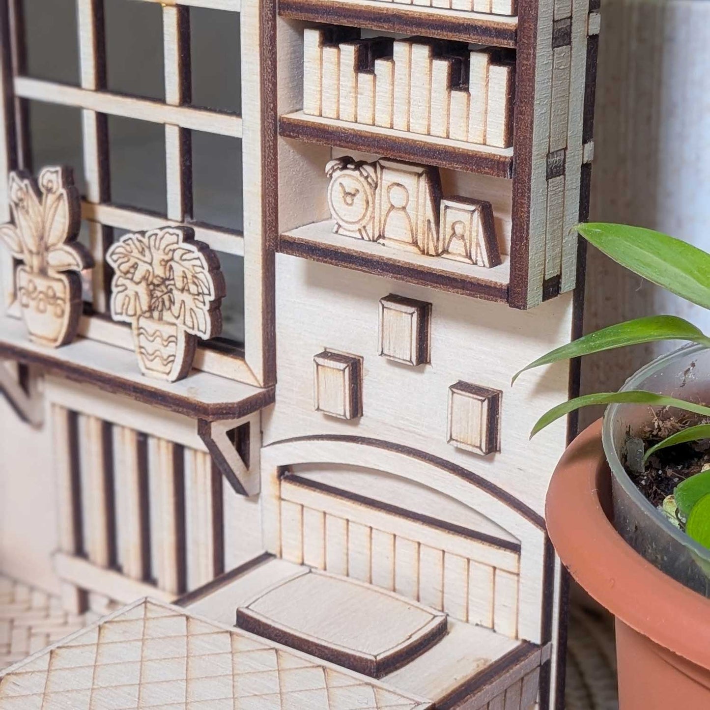 Dollhouse Bedroom Book Nook - Miniature Diorama with Furniture - Glowforge